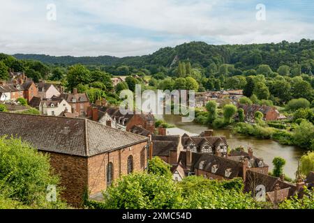 Blick von der Klippe, Bridgnorth, Worcestershire, England Stockfoto