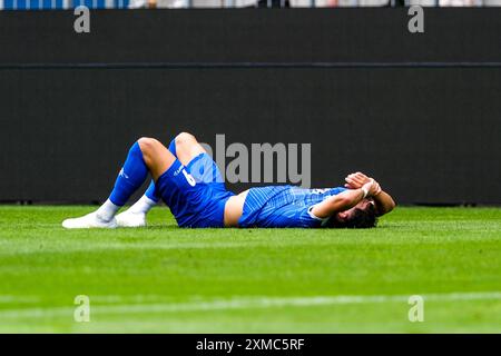 Fraser Hornby (SV Darmstadt 98, #09) am Boden, GER, SV Darmstadt 98 vs. Coventry City, Fussball, Testspiel, Saison 2024/2025, 27.07.2024 Foto: Eibner-Pressefoto/Florian Wiegand Stockfoto