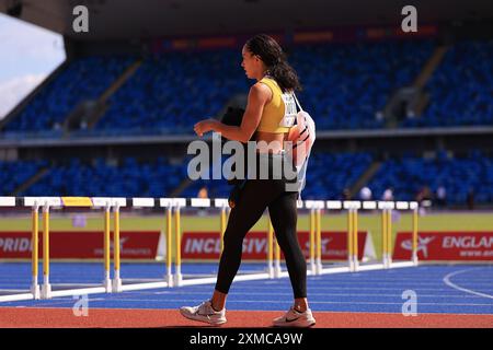 Birmingham, Großbritannien. Juli 2024. Katrina Johnson Thompson tritt am Samstag, den 27. Juli 2024, bei den UK Athletics Senior Open Championships im Alexander Stadium in Birmingham an (Foto: Pat Scaasi | MI News) Credit: MI News & Sport /Alamy Live News Stockfoto