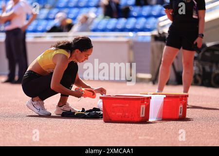 Birmingham, Großbritannien. Juli 2024. Katrina Johnson Thompson tritt am Samstag, den 27. Juli 2024, bei den UK Athletics Senior Open Championships im Alexander Stadium in Birmingham an (Foto: Pat Scaasi | MI News) Credit: MI News & Sport /Alamy Live News Stockfoto