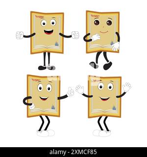 Niedliche Zeichentrickfigur mit verschiedenen Emotionen und in Aktion. Sammlung von Cartoon-, Retro- und groovigen Charakteren. Vektorsymbole festgelegt Stock Vektor
