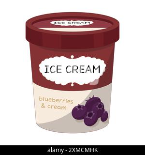 Blaubeere & Creme Eis in einem Pint Becher Stock Vektor