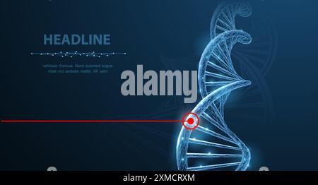 DNA. Abstrakte 3d polygonale Drahtmodell-dna-Molekül-Spirale auf weißem Hintergrund. Stock Vektor