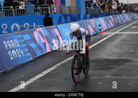 Paris, Frankreich. Juli 2024. Juli 2024; Olympische Spiele in Paris, Paris, Frankreich, Tag 2; Chloe Dygert aus den USA wird Dritter im Zeitfahren. Credit: Action Plus Sports Images/Alamy Live News Stockfoto