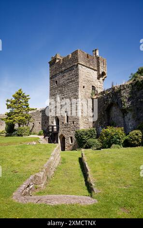 Caldicott Castle sonnt sich in der walisischen Sommersonne Stockfoto