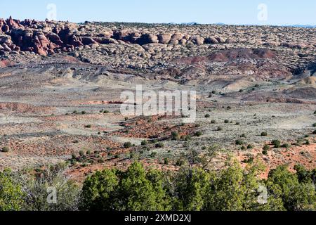 Malerischer Blick auf die versteinerten Dünen im Arches National Park - Utah, USA Stockfoto