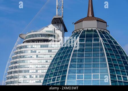 Hafenviertel, Sail City Gebäude, Klimahaus Bremerhaven, Teil der Hafenwelten, in Bremerhaven, Bremen, Deutschland Stockfoto