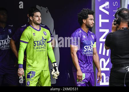 Antwerpen, Belgien. Juli 2024. Ryan Sanusi von Beerschot, aufgenommen am Beginn eines Fußballspiels zwischen Beerschot VA und OH Leuven am Samstag, den 27. Juli 2024 in Antwerpen, am Eröffnungstag der Saison 2024-2025 der ersten Liga der „Jupiler Pro League“ der belgischen Meisterschaft. BELGA PHOTO VIRGINIE LEFOUR Credit: Belga News Agency/Alamy Live News Stockfoto