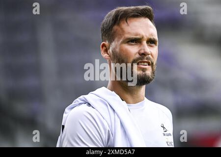 Antwerpen, Belgien. Juli 2024. Birger Verstraete von OHL zu Beginn eines Fußballspiels zwischen Beerschot VA und OH Leuven am Samstag, den 27. Juli 2024 in Antwerpen, am Eröffnungstag der Saison 2024-2025 der ersten Liga der „Jupiler Pro League“ der belgischen Meisterschaft. BELGA PHOTO VIRGINIE LEFOUR Credit: Belga News Agency/Alamy Live News Stockfoto