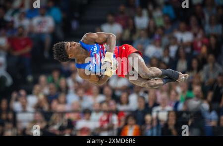 Paris, Frankreich. Juli 2024. Frederick Richard (USA) Paris 2024 Olympische Spiele Kunstturnen Olympische Spiele 27.07.2024 Credit: Moritz Müller/Alamy Live News Stockfoto