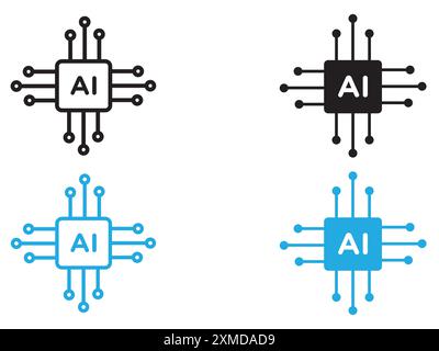 Künstliche Intelligenz Icon Vektorlinie Logomarke oder Symbolsatz Kollektion Outline Style Stock Vektor
