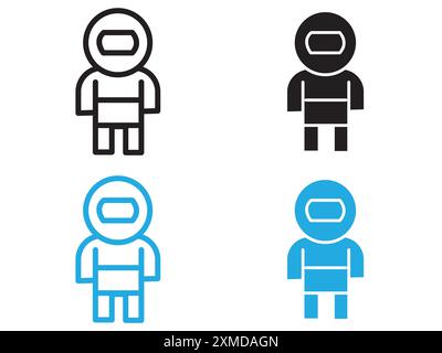Astronaut oder Kosmonaut Icon Vektorlinie Logomarke oder Symbol Set Kollektion Outline Style Stock Vektor