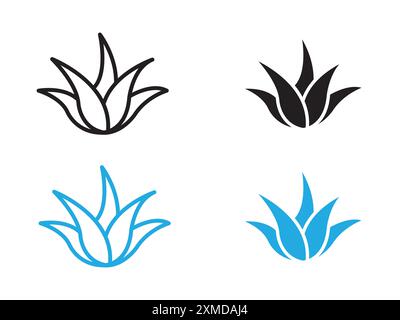 aloe Vera Symbol (2) Vektorlinie Logo-Marke oder Symbol Set Kollektion Umrissstil Stock Vektor