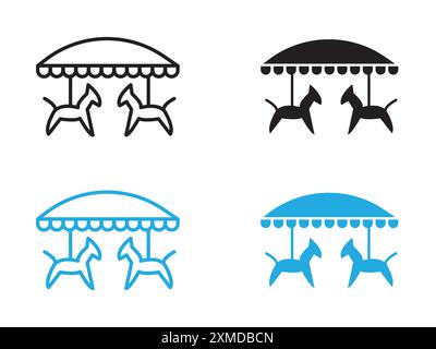 Karussellsymbol Vektorlinie Logomarke oder Symbolsatz Kollektion Umrissstil Stock Vektor