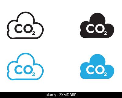 co2 Gas Kohlendioxid Symbol Vektorlinie Logo-Marke oder Symbol Set Kollektion Umrissstil Stock Vektor