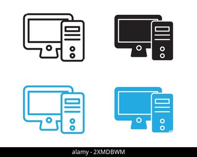 Modellstil für Computersymbole Vektorlinie Logo-Marke oder Symbolsatz-Kollektion Stock Vektor