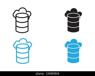 Modellstil für Datenspeicher-Symbol Vektorlinie Logomarke oder Symbolsatz Sammlung Stock Vektor