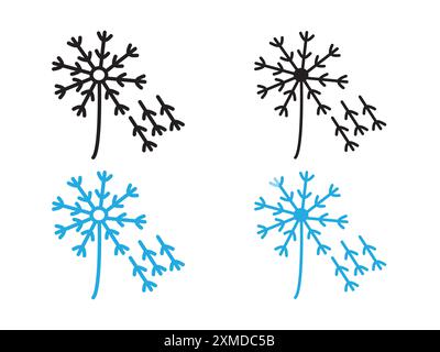 löwenzahn-Symbol Vektorlinie Logo-Marke oder Symbolsatz Sammlung Umrissstil Stock Vektor
