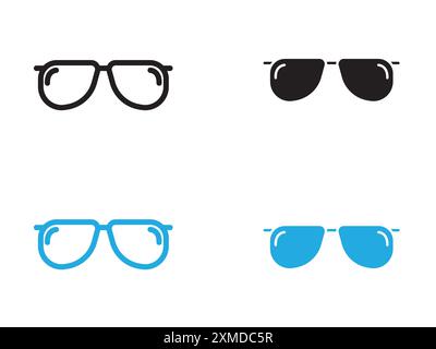 Brille Icon Vektorlinie Logomarke oder Symbol Set Kollektion Outline Style Stock Vektor