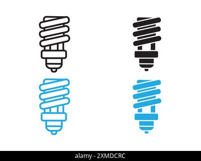 Energiesparlampe Symbol Vektorlinie Logomarke oder Symbolsatz Kollektion Umrissstil Stock Vektor