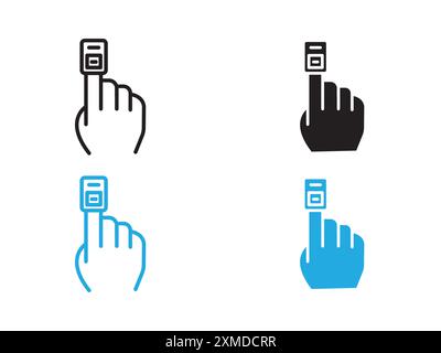 Fingertipp Pulsoxymeter Symbol Vektorlinie Logo-Marke oder Symbolsatz Kollektion Umrissstil Stock Vektor