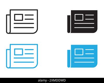 Neuigkeiten-Feed-Symbol Vektorlinie Logomarke oder Symbolsatz-Umrissstil der Sammlung Stock Vektor