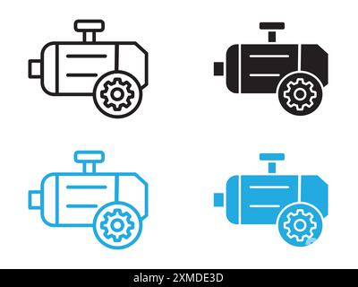 Motor-Symbol-Vektorlinie Logo-Marke oder Symbol-Set-Kollektion Umrissstil Stock Vektor