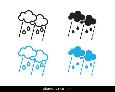 Rain Icon Vektorlinie Logozeichen oder Symbol Set Kollektion Outline Style Stock Vektor