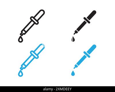 Pipettensymbol Vektorlinie Logomarke oder Symbolsatz Kollektion Umrissstil Stock Vektor