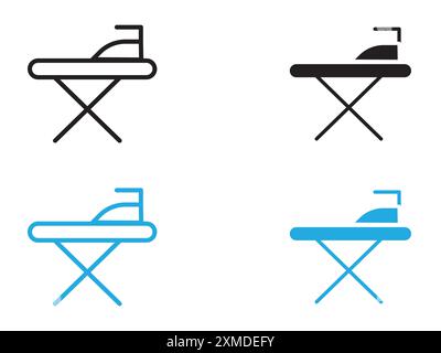 Bügeltisch Symbol Vektorlinie Logomarke oder Symbolsatz Kollektion Umrissstil Stock Vektor