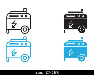 Tragbarer Stromerzeuger Symbol Vektorlinie Logo-Marke oder Symbolsatz Kollektion Umrissstil Stock Vektor