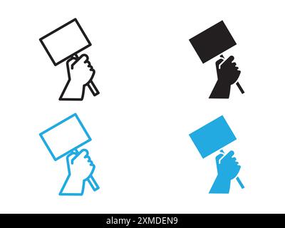 Protest Banner in der Hand Symbol Vektorlinie Logo-Zeichen oder Symbol Set Kollektion Umrissstil Stock Vektor