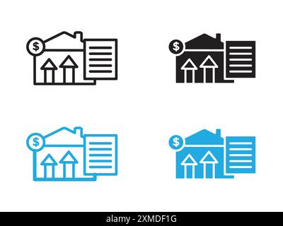 Hypothekendarlehen Symbol Vektorlinie Logomarke oder Symbolsatz Sammlung Umrissstil Stock Vektor