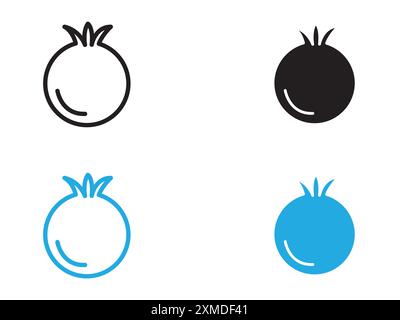 Granatapfel Symbol Vektorlinie Logo-Marke oder Symbol Set Kollektion Umrissstil Stock Vektor