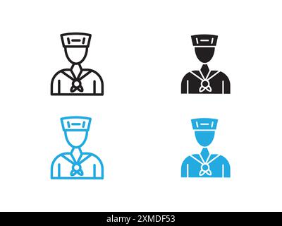 Sailor Symbol Vektorlinie Logo-Marke oder Symbolsatz Sammlung Umrissstil Stock Vektor