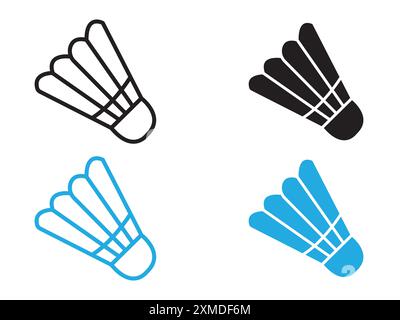 Shuttlecock Symbol Vektorlinie Logomarke oder Symbolsatz Kollektion Umrissstil Stock Vektor