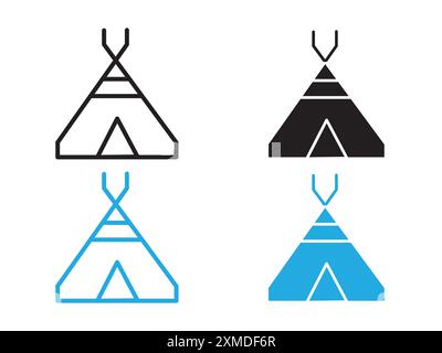 Tipi Symbol Vektorlinie Logo-Marke oder Symbolsatz Kollektion Umrissstil Stock Vektor