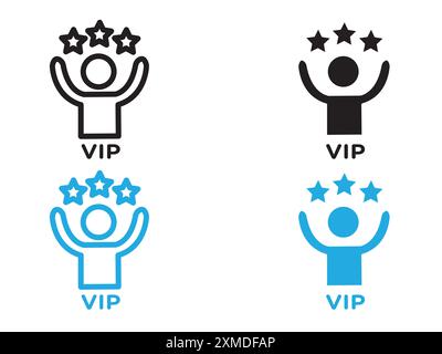 vip-Person Symbol Vektorlinie Logomarke oder Symbolsatz Kollektion Umrissstil Stock Vektor