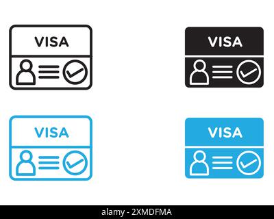 Starten Sie das Visa Symbol Vektorlinie Logo-Zeichen oder Symbol Set Kollektion Umrissstil Stock Vektor