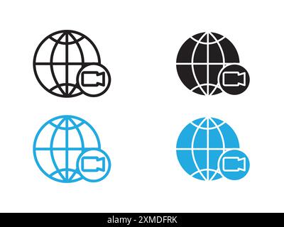 Videochat Konferenzsymbol Vektorlinie Logomarke oder Symbolsatz Konturstil der Sammlung Stock Vektor