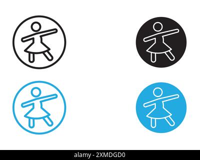 Frau Dancing Icon Vektorlinie Logozeichen oder Symbol Set Kollektion Outline Style Stock Vektor