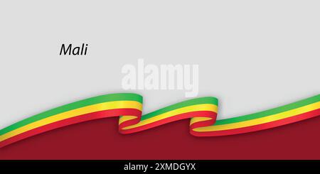 3D-Band mit Nationalflagge Mali isoliert auf weißem Hintergrund mit Copyspace Stock Vektor