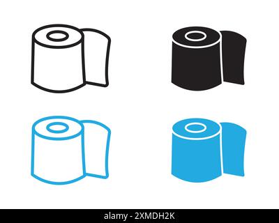 Toilettenpapier Rolle Icon Vektorlinie Logo-Zeichen oder Symbol Set Sammlung Umrissstil Stock Vektor