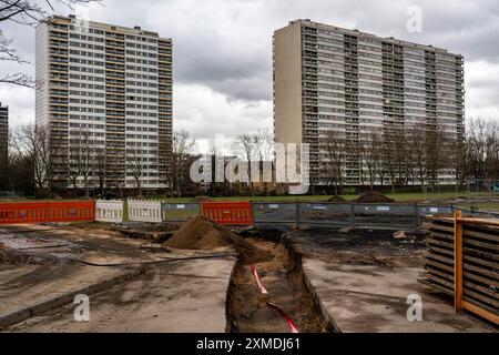 Duisburg-Hochheide, großes Wohngut Wohnpark Hochheide, 6 20-geschossige Turmblöcke mit über 1440 Wohnungen, aus den 1970er Jahren, ein Turmblock genannt Stockfoto