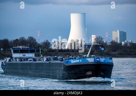 Kühlturm des Kohlekraftwerks Duisburg-Walsum am Rhein, betrieben von STEAG und EVN AG, 181 Meter hoch, Kraftwerksblock 10 Stockfoto