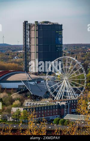 Neue Mitte Oberhausen, Gasometer-Ausstellungshalle, Riesenrad im Einkaufszentrum Westfield Centro, Rudolf Weber-Arena, Nordrhein-Westfalen Stockfoto