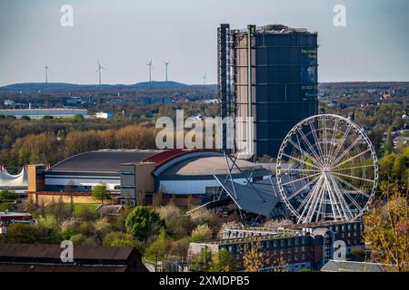 Neue Mitte Oberhausen, Gasometer-Ausstellungshalle, Riesenrad im Einkaufszentrum Westfield Centro, Rudolf Weber-Arena, Nordrhein-Westfalen Stockfoto