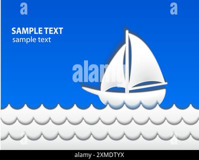 Segelboot, 3D Papierform, Vektorillustration Stock Vektor