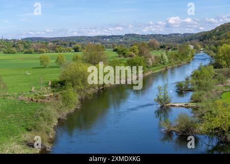 Ruhr bei Hattingen, an der Kosterbrücke, Nordrhein-Westfalen Stockfoto