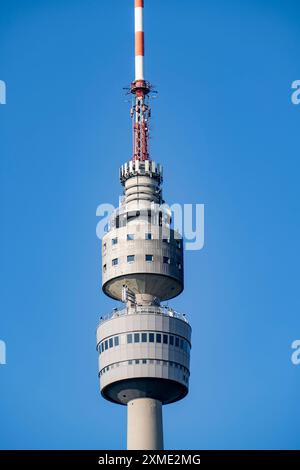 Westfalenpark, mit 70 Hektar einer der größten innerstädtischen Parks Europas, Florianturm, 219 Meter hoher Fernseh- und Fernsehturm, Dortmund Stockfoto
